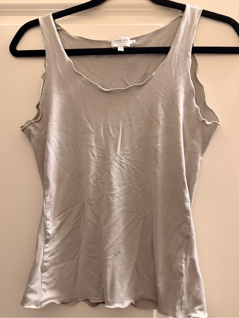 Armani Collezioni Silver Satin Camisole Tank